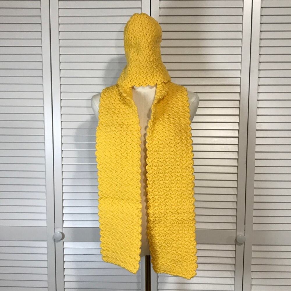 NWT Handmade Crochet Textured Winter Butter Yellow Scarf 60” & Beanie